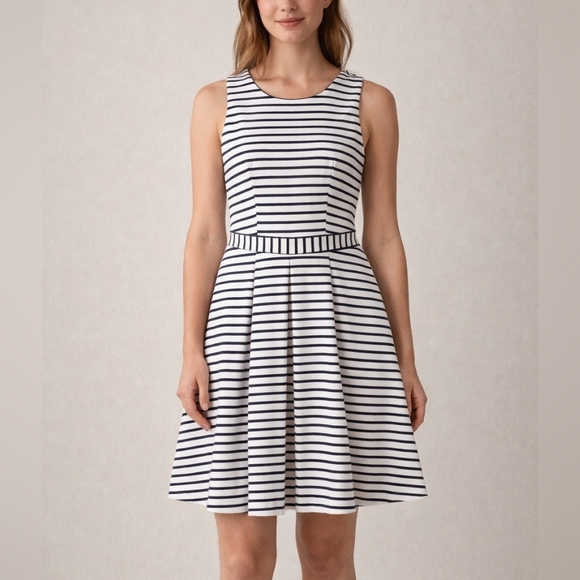 The Limited Dresses & Skirts - The Limited Black & White Striped Fit & Flare Sleeveless Dress Womens Size 10